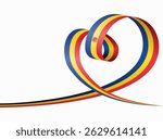 Andorran flag heart shaped ribbon. Vector illustration.