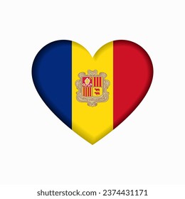 Andorran flag heart-shaped sign. Vector illustration.