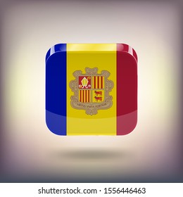 Andorran flag as icon, vector flag of Andorra with shadow