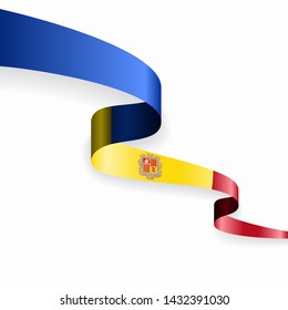 Andorran flag wavy abstract background. Vector illustration.