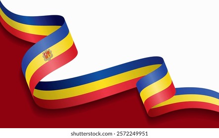 Andorran flag wavy abstract background. Vector illustration.