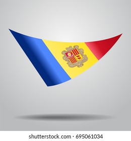 Andorran flag wavy abstract background. Vector illustration.