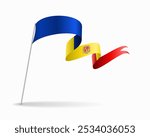 Andorran flag wavy background layout. Vector illustration.