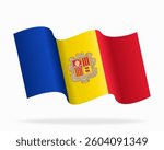 Andorran flag wavy background layout. Vector illustration.