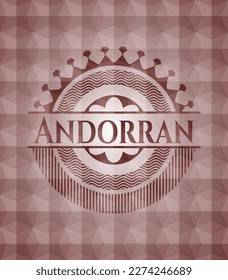 Andorran red seamless badge with geometric pattern background. 