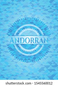 Andorran sky blue emblem with mosaic background