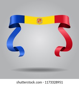 Andorran wavy flag abstract background. Vector illustration.
