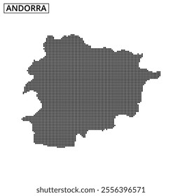 Andorra's borders are illustrated in a unique pixelated format, highlighting the country's shape and geography clearly.