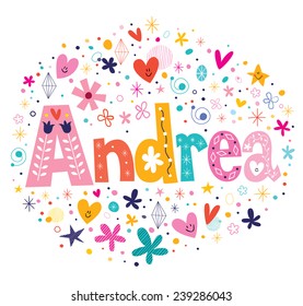 Andrea female name decorative lettering type design