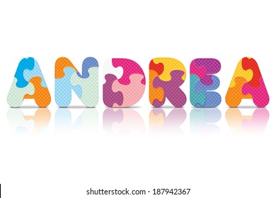 ANDREA written with alphabet puzzle - vector illustration