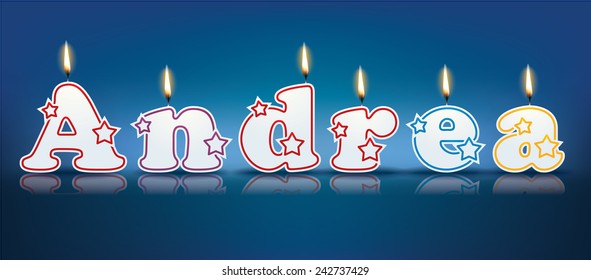 ANDREA written with burning candles - vector illustration