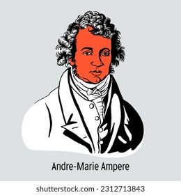 Andre-Marie Ampere fue un físico, matemático y químico francés, uno de los fundadores de la electrodinámica. Ilustración vectorial.