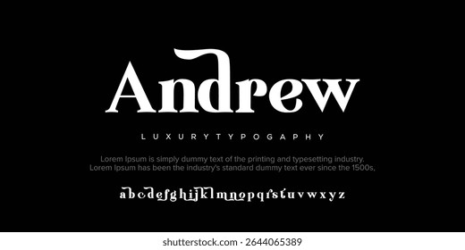 Andrew Abstract technology space font logo alphabet. techno and sport fonts. Typography digital sci-fi movie logos. vector illustration 