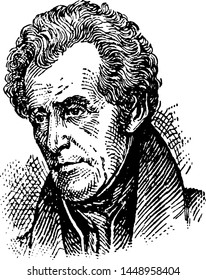 Dibujo ilustrativo grabado de época Andrew Jackson