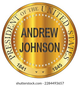 Andrew Johnson president of the United States of America round stamp