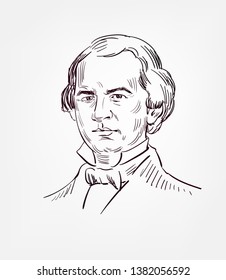 Andrew Johnson Usa President Vector Sketch Portrait