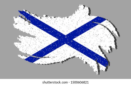 Andrew's grunge flag, Andrew's flag with shadow, vector illustration