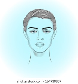 Androgyne head on the abstract backgraund