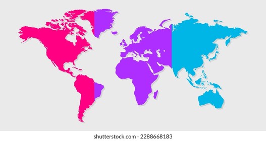 Androgyne pride flag in a shape of World map. Flag of gay, transgender, bisexual, lesbian etc. Pride concept