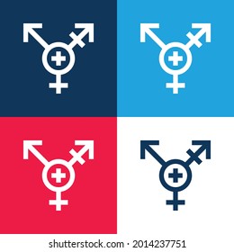 Androgynous blue and red four color minimal icon set