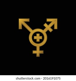 Androgynous gold plated metalic icon or logo vector