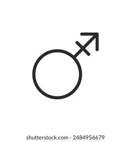 Androgyny symbol, linear style icon. Editable stroke width