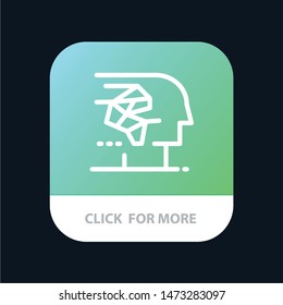 Android, Artificial, Brain, Human, Interface Mobile App Button. Android and IOS Line Version