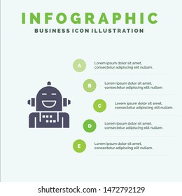 Android, Artificial, Emotion, Emotional, Feeling Solid Icon Infographics 5 Steps Presentation Background