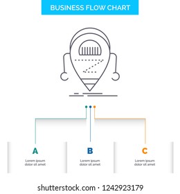 Android, beta, droid, robot, Technology Business Flow Chart Design with 3 Steps. Line Icon For Presentation Background Template Place for text