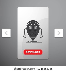 Android, beta, droid, robot, Technology Glyph Icon in Carousal Pagination Slider Design & Red Download Button