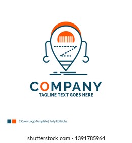 Android, beta, droid, robot, Technology Logo Design. Blue and Orange Brand Name Design. Place for Tagline. Business Logo template.