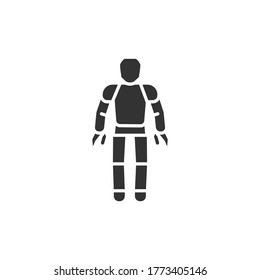 Android black glyph icon. Humanoid robot or synthetic organism. Innovation in technology. Sign for web page, app. UI UX GUI design element