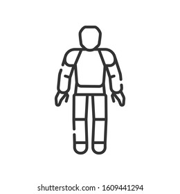 Android black line icon. Humanoid robot or synthetic organism. Innovation in technology. Sign for web page, app. UI UX GUI design element.