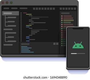 Aplicación móvil de codificación de desarrollo de Android