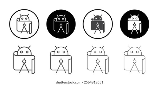 Android editor icon Thin outline art symbol