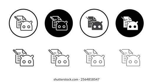 Android file editor icon Thin outline art symbol