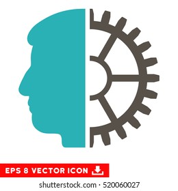 Android Head EPS vector icon. Illustration style is flat iconic bicolor grey and cyan symbol on white background.