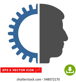 Android Head EPS vector icon. Illustration style is flat iconic bicolor cobalt and gray symbol on white background.