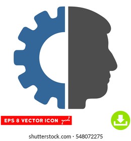 Android Head EPS vector icon. Illustration style is flat iconic bicolor cobalt and gray symbol on white background.