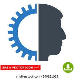 Android Head EPS vector icon. Illustration style is flat iconic bicolor smooth blue symbol on white background.