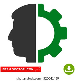 Android Head EPS vector pictogram. Illustration style is flat iconic bicolor green and gray symbol on white background.