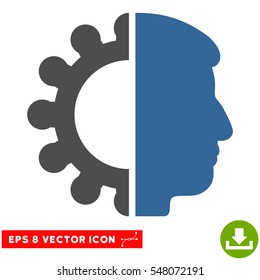 Android Head EPS vector pictogram. Illustration style is flat iconic bicolor cobalt and gray symbol on white background.
