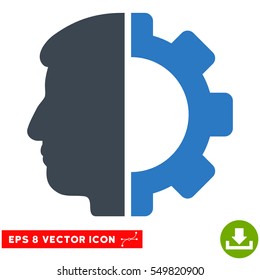 Android Head EPS vector pictograph. Illustration style is flat iconic bicolor smooth blue symbol on white background.