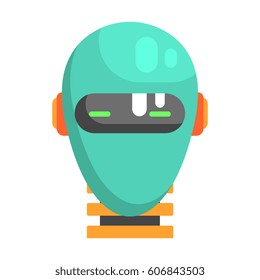 Android Head Facing Portrait, Part Of Futuristic Robotic And IT Science Series Of Cartoon Icons