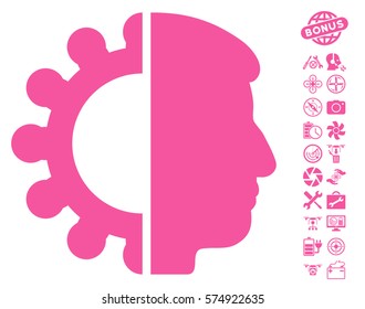 Android Head icon with bonus airdrone tools clip art. Vector illustration style is flat iconic symbols on white background.