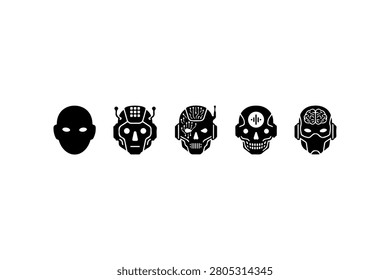 Android Head Silhouette Vector Collection Set