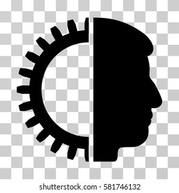 Android Head vector icon. Illustration style is a flat iconic black symbol on a transparent background.