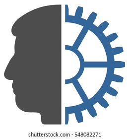 Android Head vector icon. Style is flat graphic bicolor symbol, cobalt and gray colors, white background.