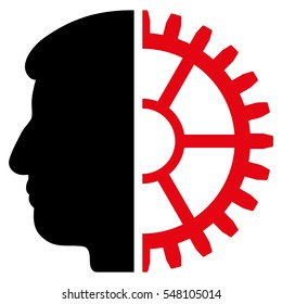 Android Head vector icon. Style is flat graphic bicolor symbol, intensive red and black colors, white background.
