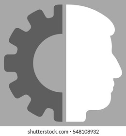 Android Head vector icon. Style is flat graphic bicolor symbol, dark gray and white colors, silver background.